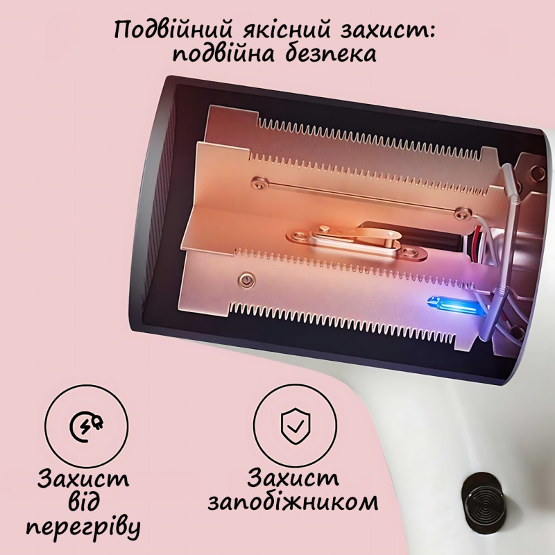 Бездротовий фен для волосся Portable Hair Dryer, 2600 mAh, 500 Вт, з гарячим і холодним обдувом та іонізацією Чорний фото - 7