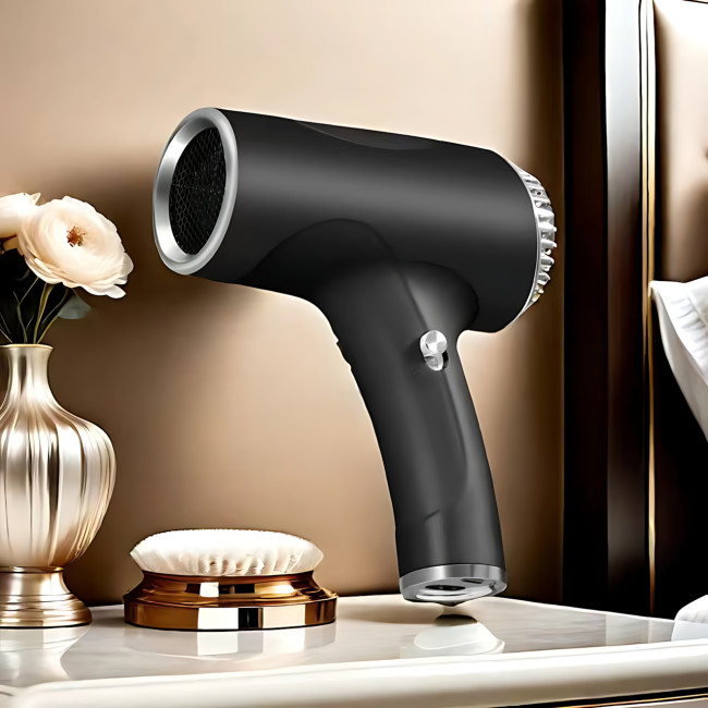Бездротовий фен для волосся Portable Hair Dryer, 2600 mAh, 500 Вт, з гарячим і холодним обдувом та іонізацією Чорний