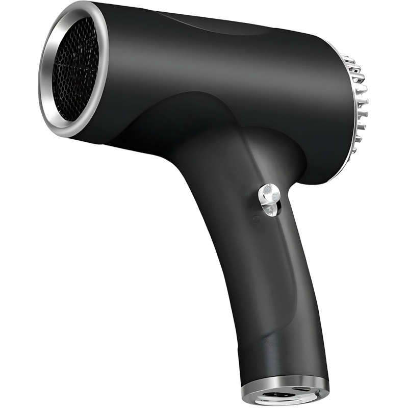 Бездротовий фен для волосся Portable Hair Dryer, 2600 mAh, 500 Вт, з гарячим і холодним обдувом та іонізацією Чорний фото - 2