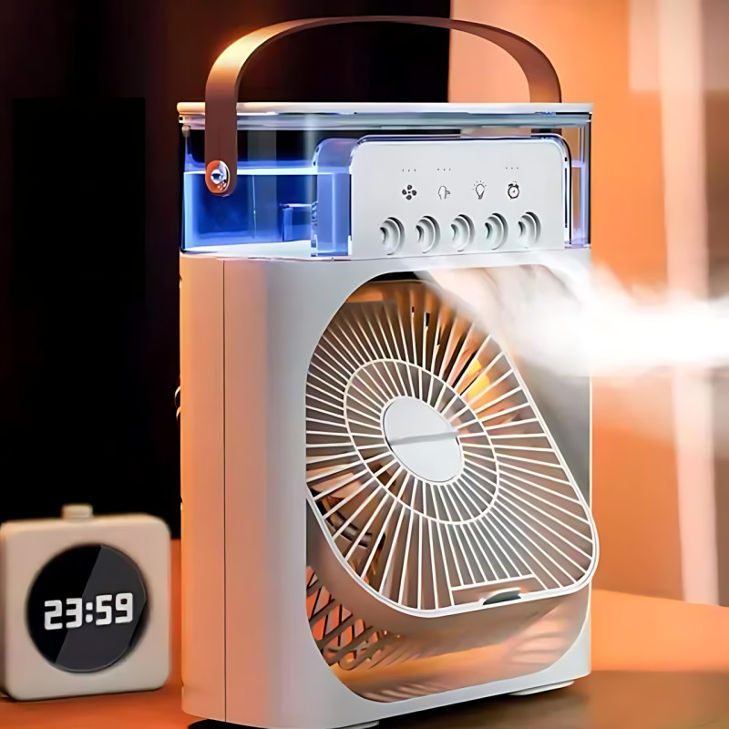 Мини-вентилятор 3-в-1: охлаждение, увлажнение, подсветка – 3 скорости, USB Type-C вентилятор, 26х21 см фото - 4