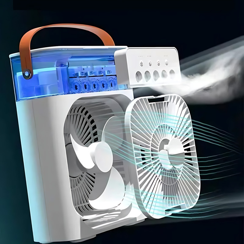 Мини-вентилятор 3-в-1: охлаждение, увлажнение, подсветка – 3 скорости, USB Type-C вентилятор, 26х21 см фото - 2