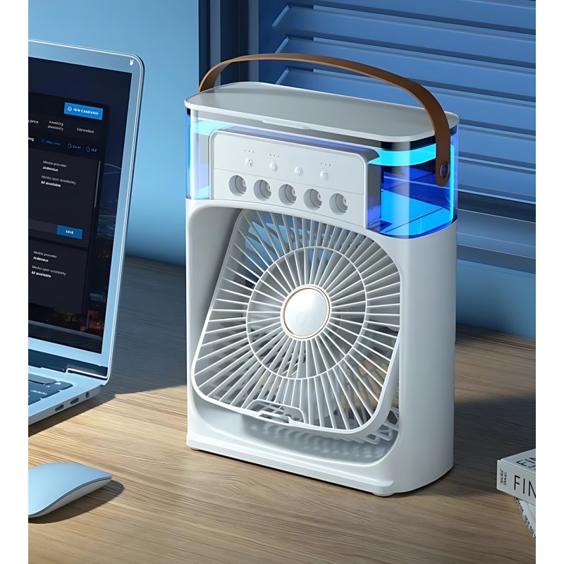 Мини-вентилятор 3-в-1: охлаждение, увлажнение, подсветка – 3 скорости, USB Type-C вентилятор, 26х21 см фото - 7