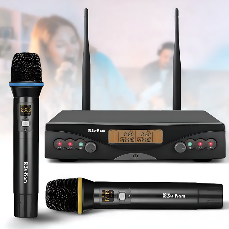 Портативная радиосистема Su-Kam DM-204FX с двумя беспроводными микрофонами, радиомикрофоны с ЖК-дисплеем, до 30 м, S/N фото - 45