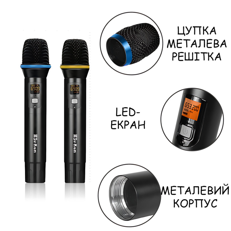 Портативная радиосистема Su-Kam DM-204FX с двумя беспроводными микрофонами, радиомикрофоны с ЖК-дисплеем, до 30 м, S/N фото - 22
