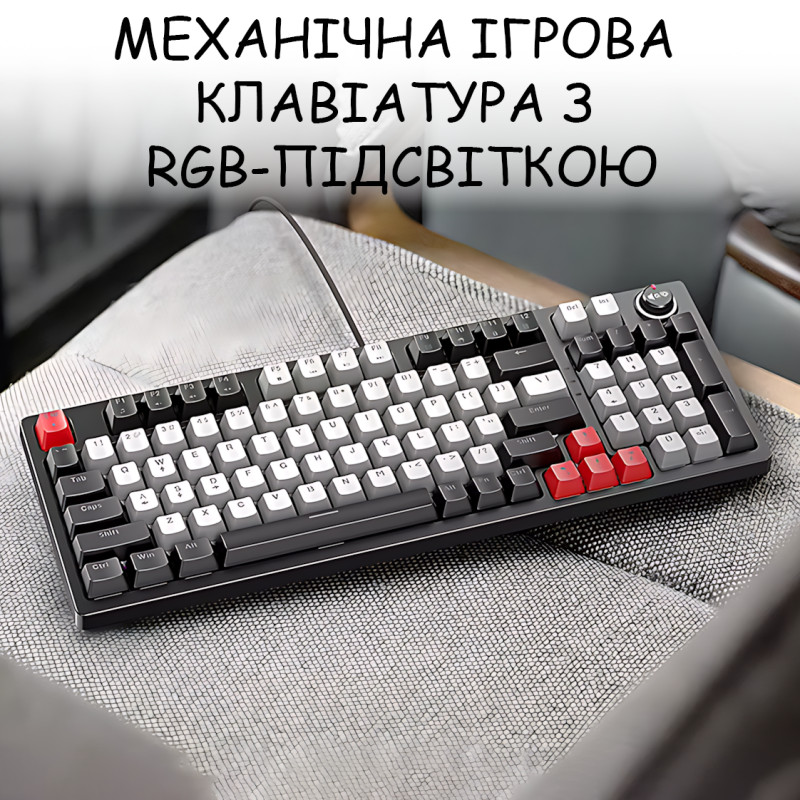 Механическая игровая клавиатура JEDEL KL-114 RGB USB, 96 клавиш, свитчи Drinkey Red, 20 режимов подсветки, кабель 1.6 м, проводная фото - 2