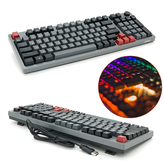 Механическая игровая клавиатура JEDEL KL-114 RGB USB, 96 клавиш, свитчи Drinkey Red, 20 режимов подсветки, кабель 1.6 м, проводная