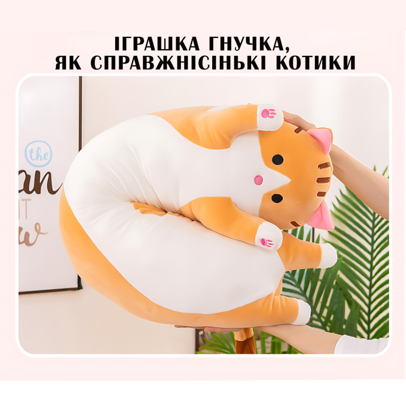 Мягкая игрушка Кот Батон, 110 см, из плюша и хлопка, серая фото - 9