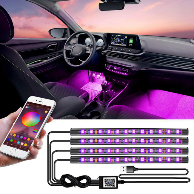 Універсальна RGB стрічка для авто з USB, та керуванням зі сматфону через Bluetooth