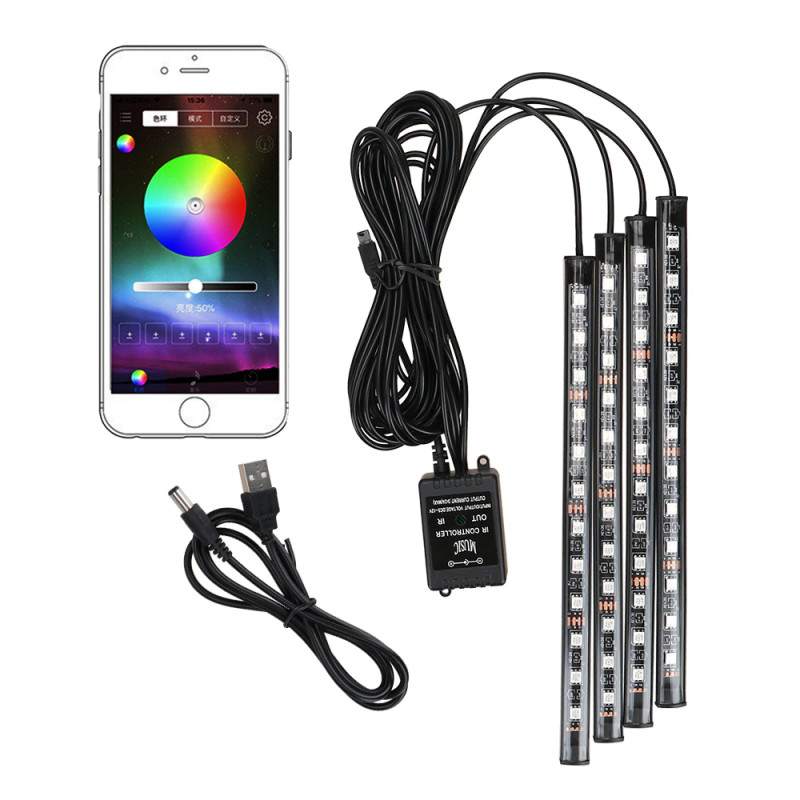 Універсальна RGB стрічка для авто з USB, та керуванням зі сматфону через Bluetooth фото - 4