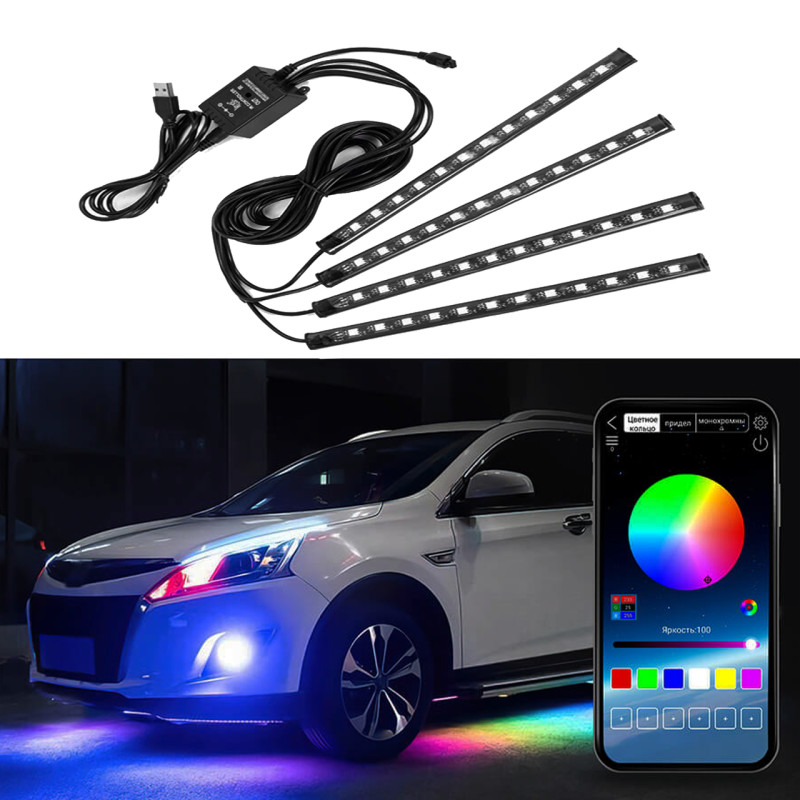 Універсальна RGB стрічка для авто з USB, та керуванням зі сматфону через Bluetooth фото - 5