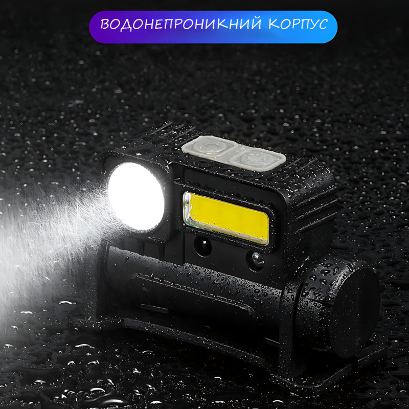 Налобный фонарь BL 123 COB с датчиком движения, фонарик с магнитным креплением + USB зарядка, металл фото - 10