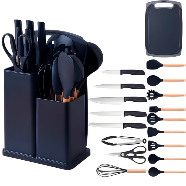 Силиконовый кухонный набор принадлежностей Kitchen stuff 19 предметов BLACK