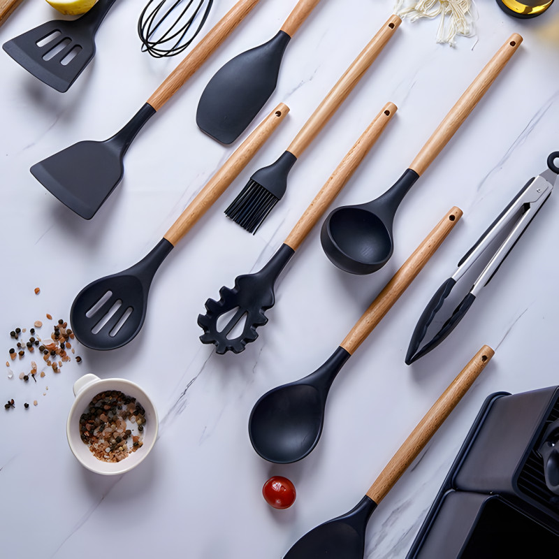 Силиконовый кухонный набор принадлежностей Kitchen stuff 19 предметов BLACK фото - 6
