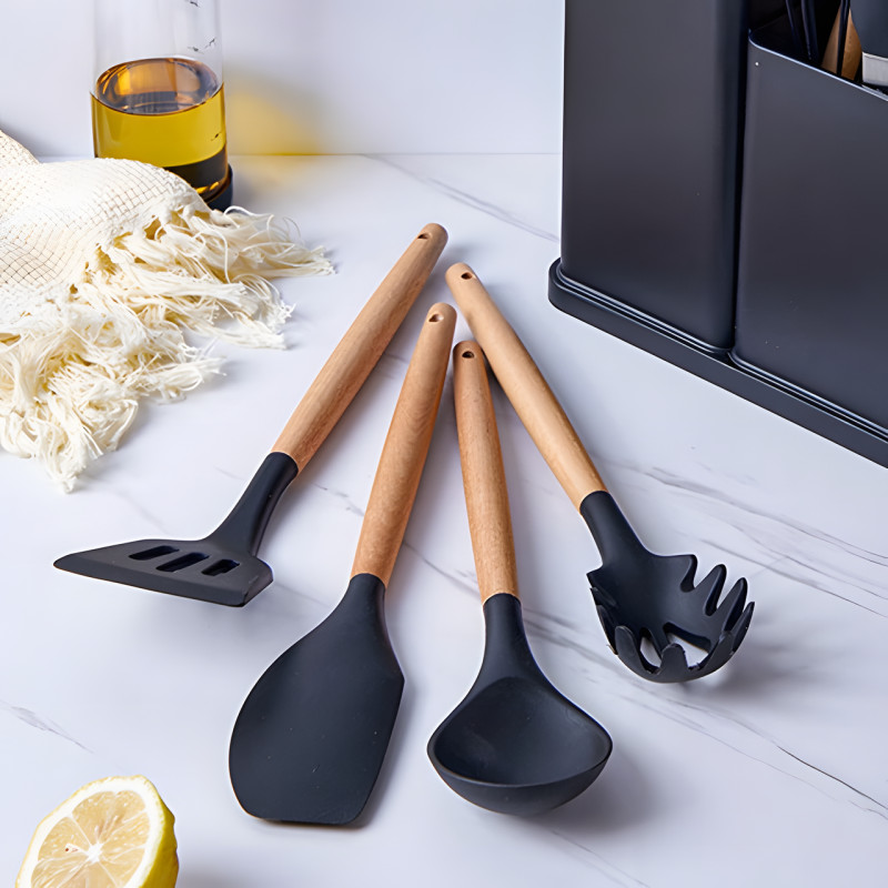 Силиконовый кухонный набор принадлежностей Kitchen stuff 19 предметов BLACK фото - 7