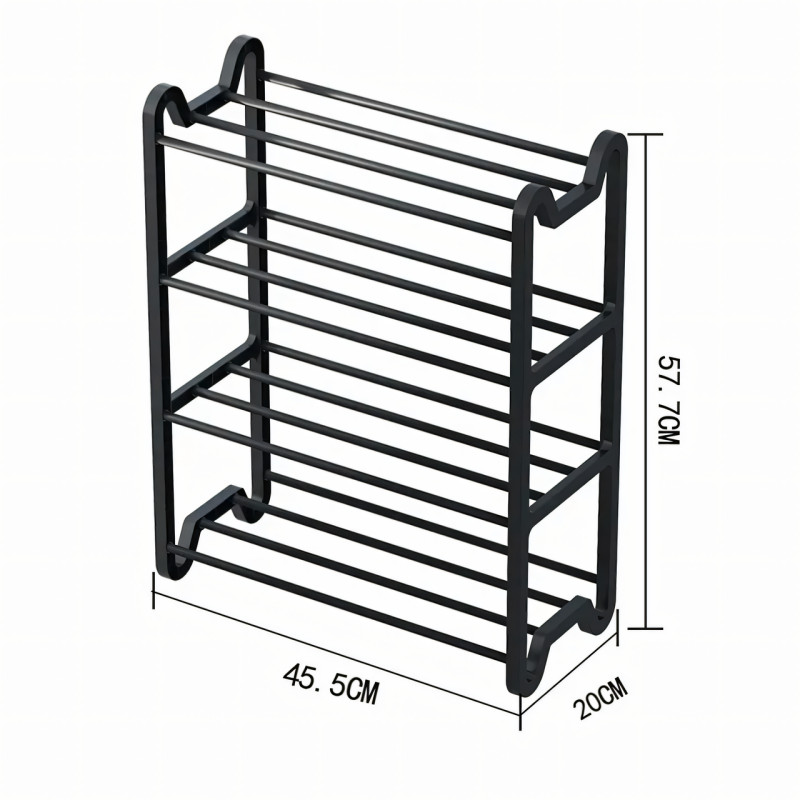 Обувная 4-х уровневая полка Shoe rack. Стеллаж для обуви AND 1-4. Подставка-органайзер 57х45х20 см, черный фото - 6