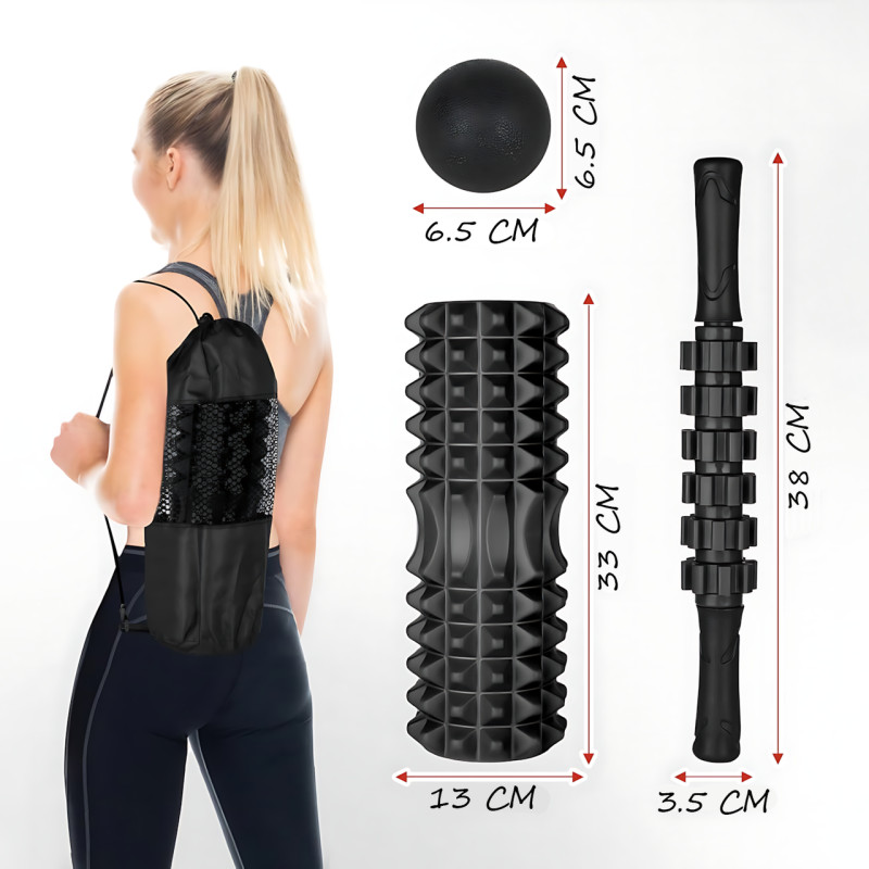 Набор массажных роликов 4 в 1 для глубокого мышечного массажа, фитнеса, растяжки и восстановления фото - 9