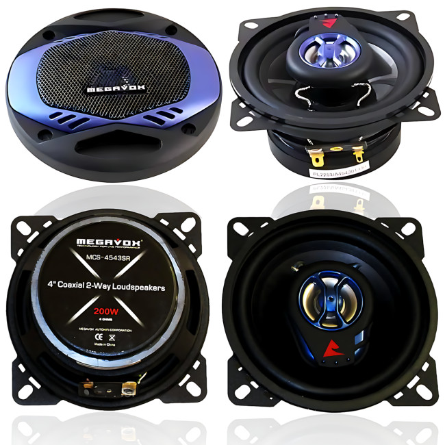 Автомобильные динамики Megavox MCS-4543SR 10 см, двухполосные коаксиальные динамики 4" 200 Вт