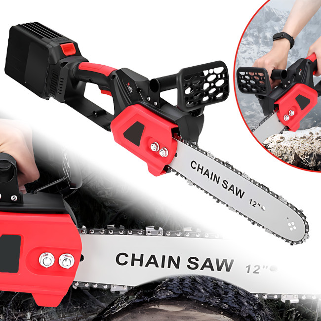 Аккумуляторная цепная пила DOMOTEC Chain Saw 12"–16", универсальная шина, 2 аккумулятора 48V, зарядное