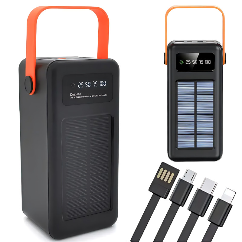 Power Bank AND YM-638 CX на солнечной батарее 100000 mAh с USB и встроенными кабелями фото - 8