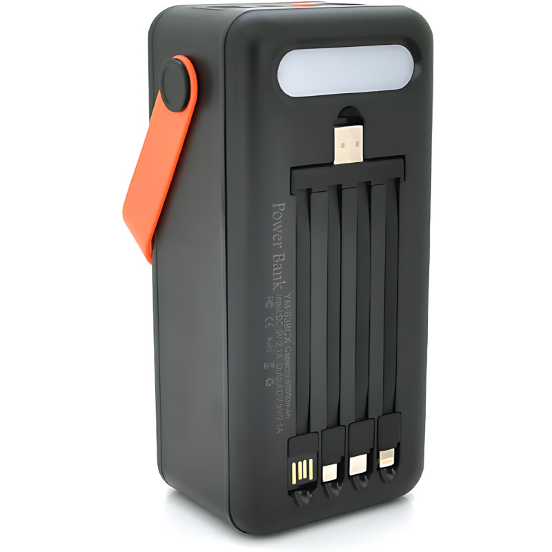Power Bank AND YM-638 CX на солнечной батарее 100000 mAh с USB и встроенными кабелями фото - 2