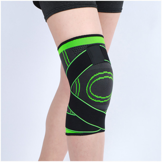 Эластичный компрессионный бандаж Knee Support WN-26 — зелёный наколенник для спорта и активного образа жизни