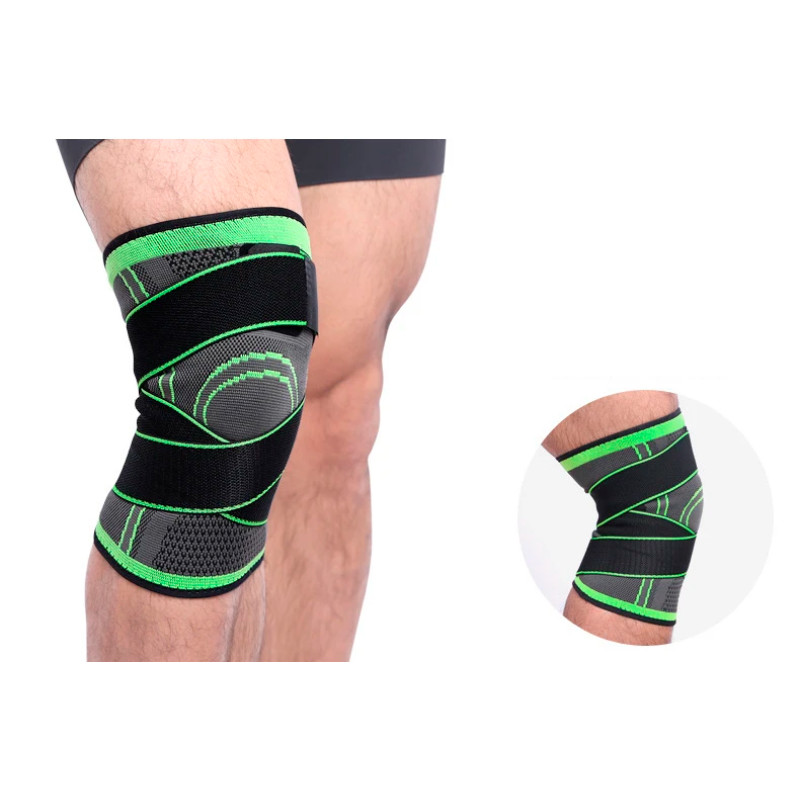 Эластичный компрессионный бандаж Knee Support WN-26 — зелёный наколенник для спорта и активного образа жизни фото - 6
