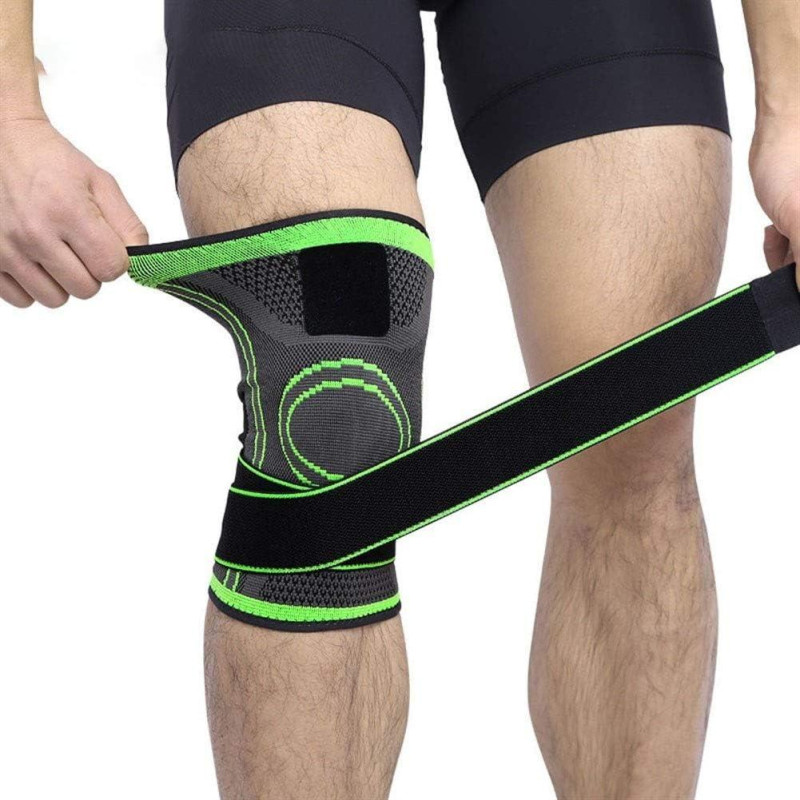 Эластичный компрессионный бандаж Knee Support WN-26 — зелёный наколенник для спорта и активного образа жизни фото - 8
