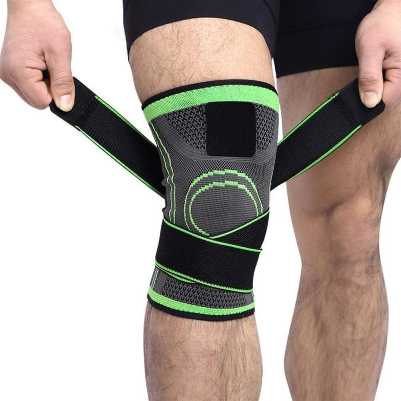 Эластичный компрессионный бандаж Knee Support WN-26 — зелёный наколенник для спорта и активного образа жизни фото - 9