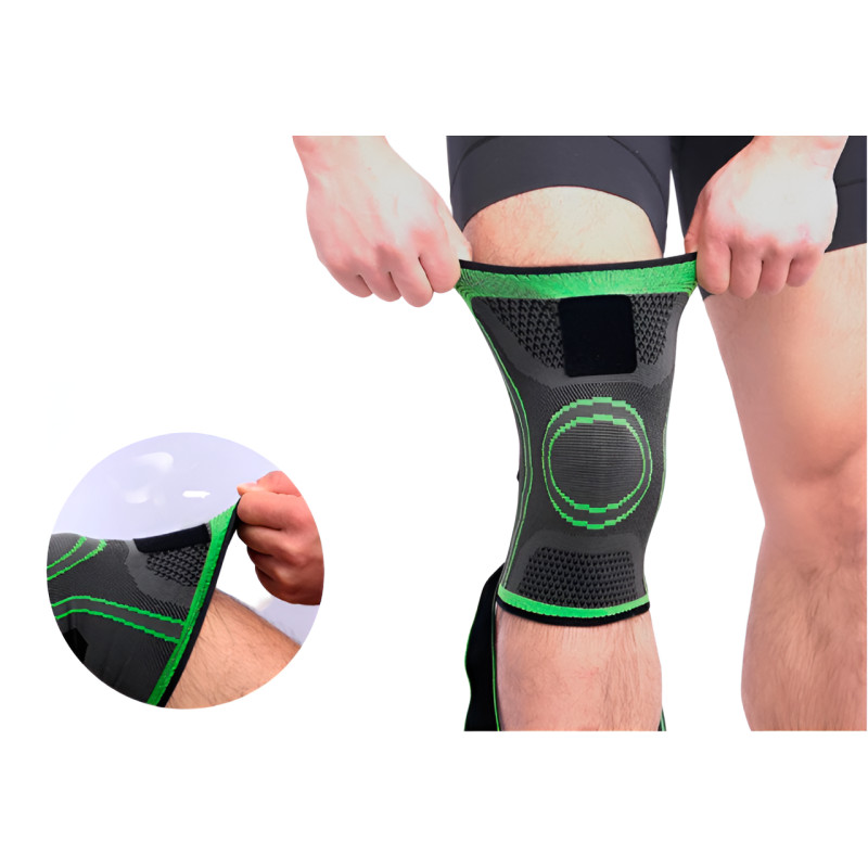 Эластичный компрессионный бандаж Knee Support WN-26 — зелёный наколенник для спорта и активного образа жизни фото - 7
