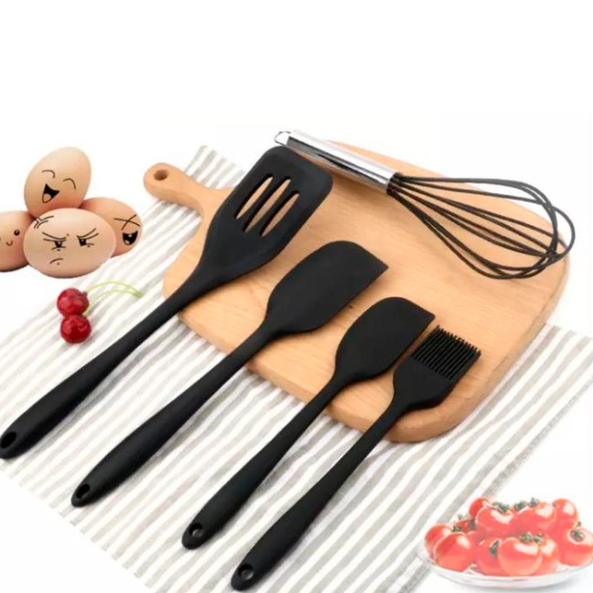Набор из 5 предметов для кухни USA EASY Kitchen silicone set, силиконовые лопатки Черный