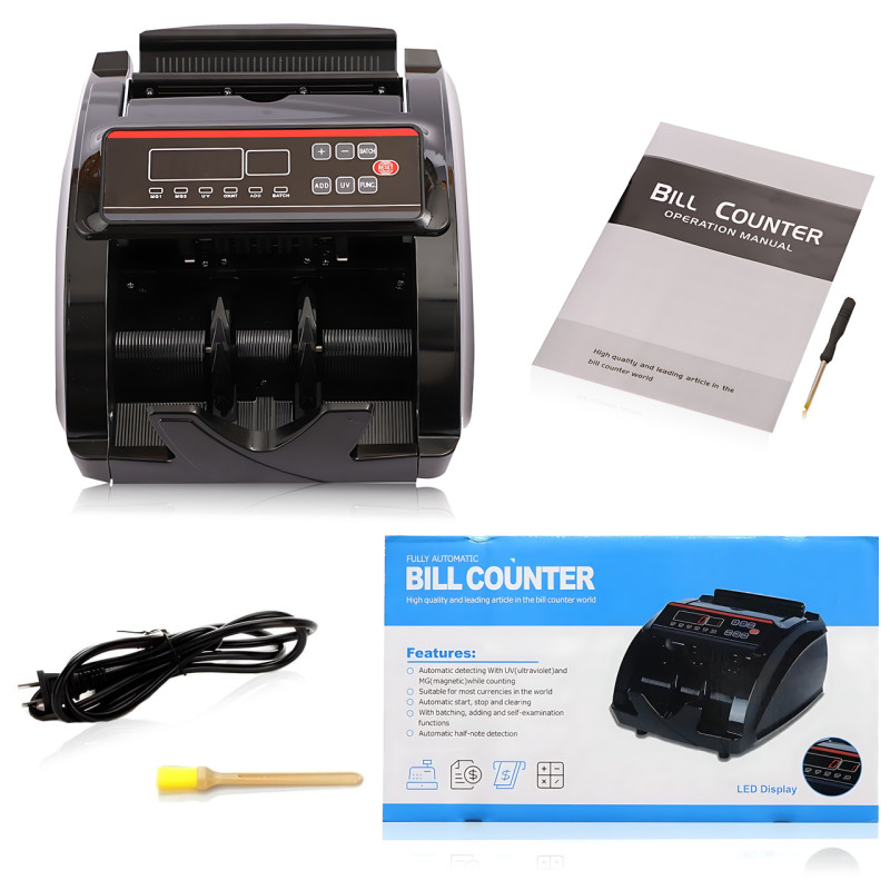 Счетная машинка для банкнот 2831 с UV и MG детекцией, LED-дисплей, до 1000 купюр/мин, автостарт, режим накопления, ГРН, USD, EUR фото - 7