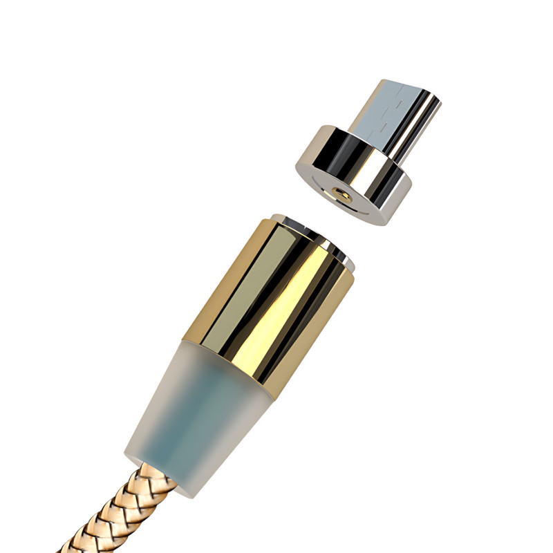 Магнітний кабель 3в1 X-Cable Magnetic М3 Lightning/MicroUSB/Type-C, 1 м, 2A, в обплетенні, золотистий фото - 7