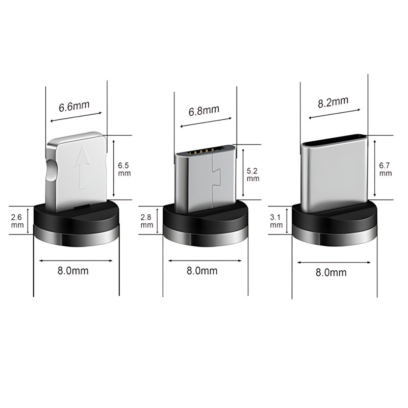 Магнітний кабель 3в1 X-Cable Magnetic М3 Lightning/MicroUSB/Type-C, 1 м, 2A, в обплетенні, золотистий фото - 8