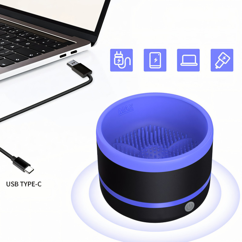 Електричний очисник пензлів для макіяжу Makeup brush cleaner AND LY-609, USB інструмент для очищення пензлів фото - 8