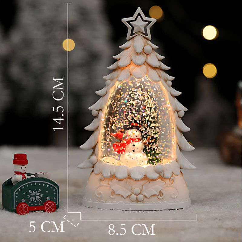 Ночник &laquo;Рождественская ёлка&raquo; SN27 &mdash; LED подсветка 3500K, блёстки, фигурки, тёплый белый свет, 14 см, питание от батареек, белый фото - 9