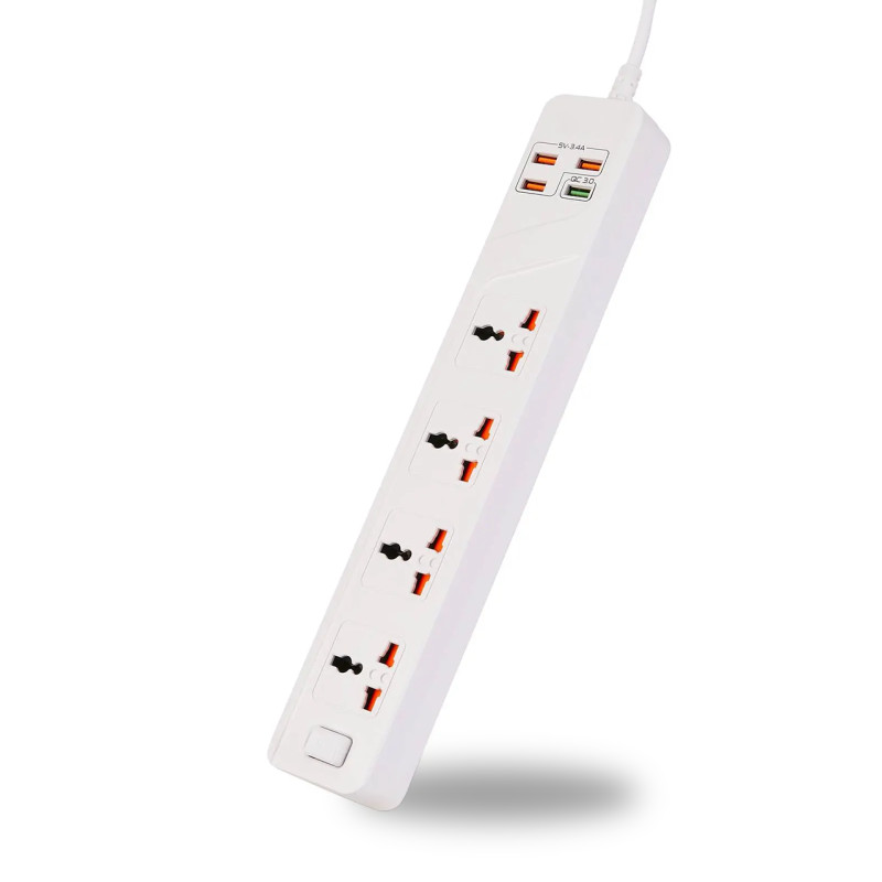 Мережевий фільтр-подовжувач BKL03-3 на 4 вилки, 4 USB, 2500 Вт, EU фото - 2