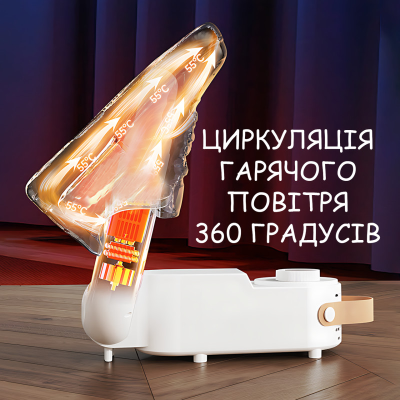 Сушилка для обуви Shoe Dryer с ультрафиолетом, 4 режима таймера 30&ndash;120 мин, антибактериальная электросушилка, вертикальная фото - 4