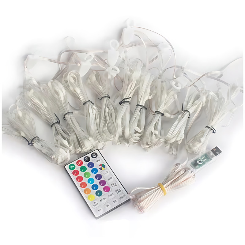 Многоцветная RGB гирлянда-штора SFK-05 3х2 м, USB, с управлением через APP и Bluetooth фото - 10