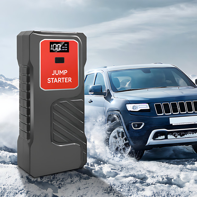 Пускозарядний пристрій для автомобіля 12 В з компресором Jump Starter, 300 А/600 А, power bank 5/12/16 В, LED-ліхтар