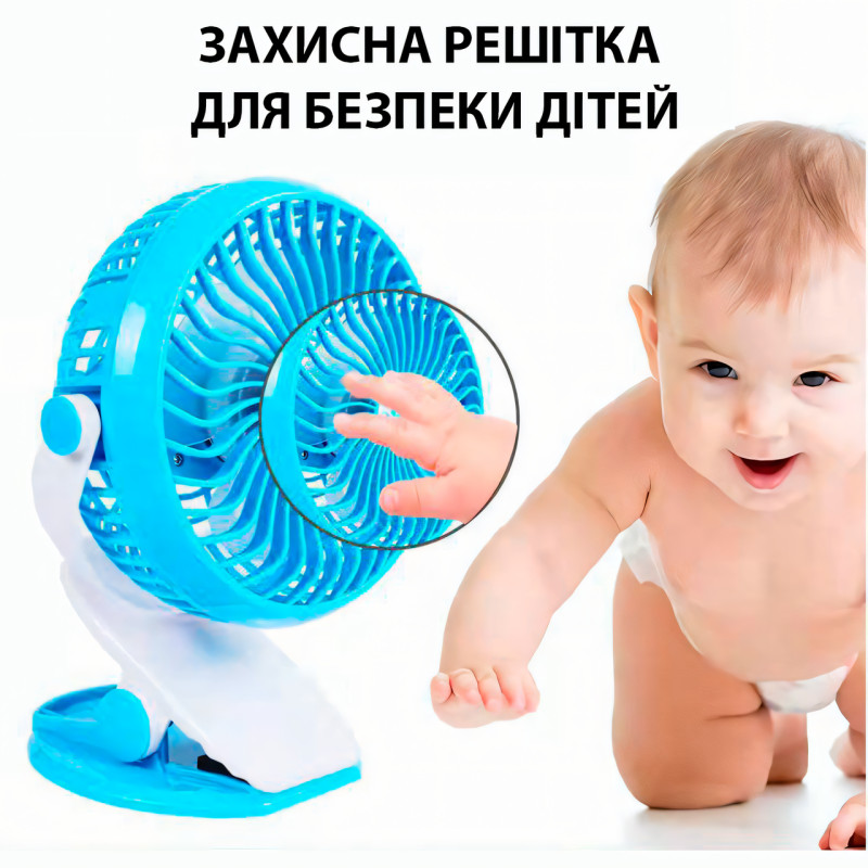 Портативный вентилятор GF-175, на прищепке, со съемным аккумулятором, USB-microUSB, 4 Вт, 90 мм, 3 скорости фото - 2