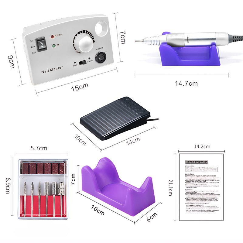 Фрезер для маникюра и педикюра Nail Master DM-211 (ZS-602) 30 000 об/мин, 30 Вт, педаль, реверс, набор насадок фото - 10