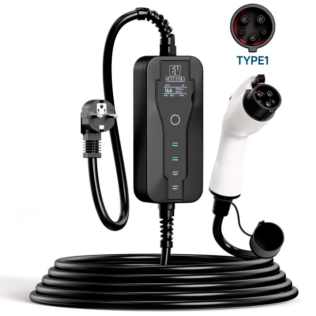 Зарядное устройство для электромобиля 3.7 кВт 16A 1-фаза Type 1 EV charge, 5 метров кабель