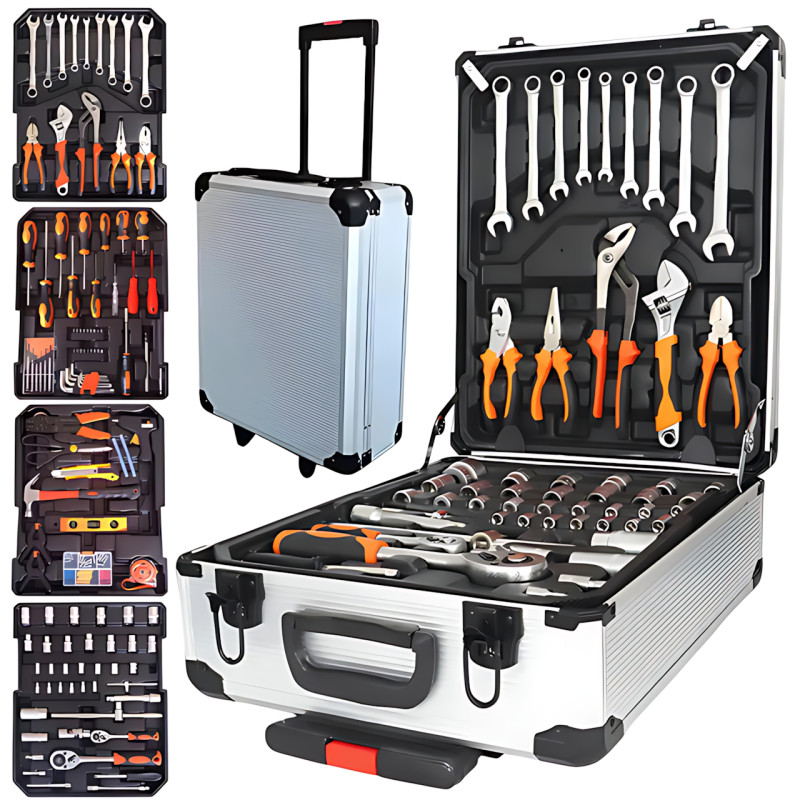 Професійний набір інструментів Tool Set 235 в алюмінієвій валізі на колесах, хромо-ванадієва сталь фото - 2