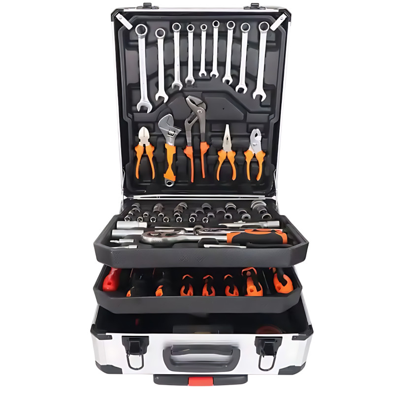 Професійний набір інструментів Tool Set 235 в алюмінієвій валізі на колесах, хромо-ванадієва сталь фото - 7