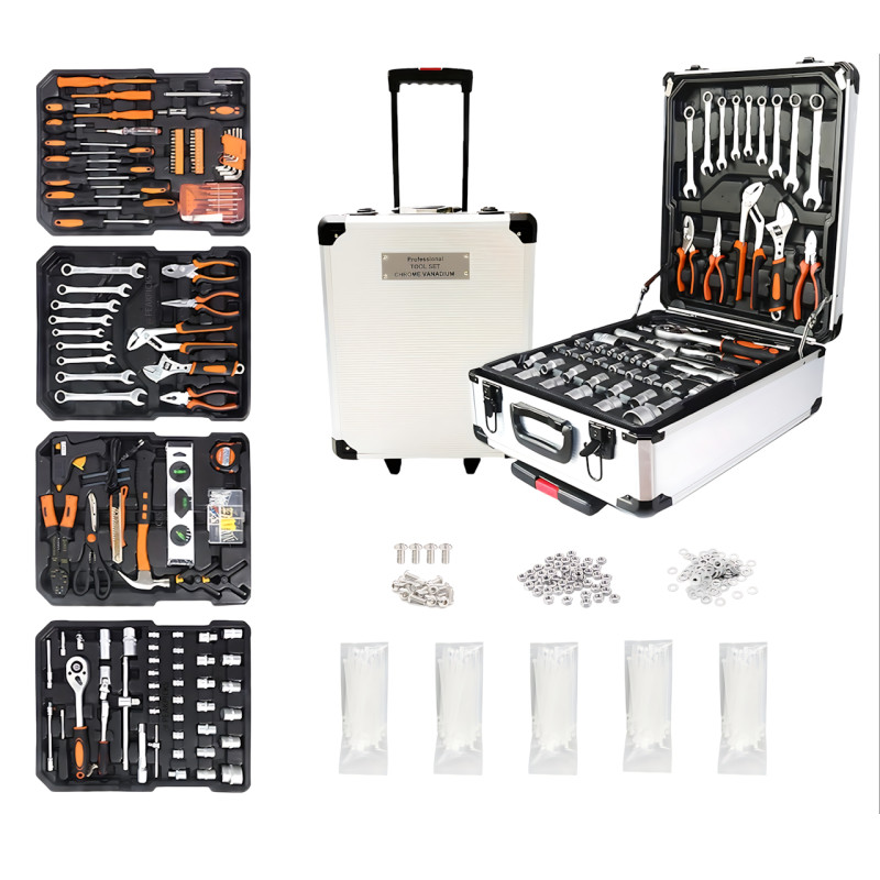 Професійний набір інструментів Tool Set 235 в алюмінієвій валізі на колесах, хромо-ванадієва сталь фото - 9