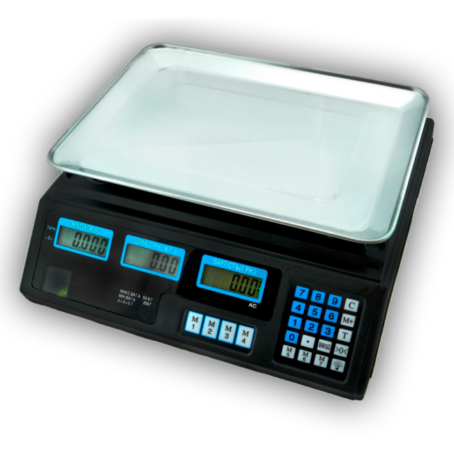 Торговые весы ACS 50KG Staropera T5045 6V аккумулятор, счетчик цены, черный