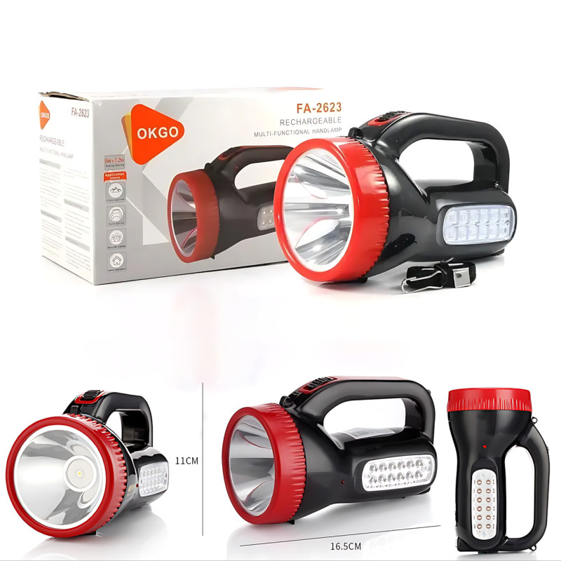 Фонарик TORCH BL-2623 светодиодный аккумуляторный, влагозащищённый, 3 режима работы, зарядка 220 В, выдвижная вилка, ручной фото - 10