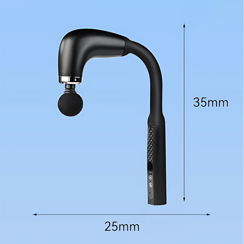 Масажер-пістолет для спини та м'язів із довгою ручкою GB-868, 9 режимів, 4 насадки, РК-дисплей, акумулятор фото - 7