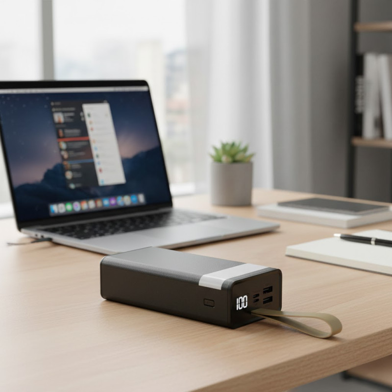 KlGO KP-79 портативный аккумулятор 30000mAh с настольной лампой, с LED цифровым дисплеем, Micro-USB / Type-C, 2 USB фото - 3