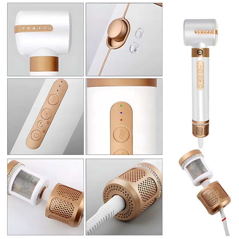 Многофункциональный фен-стайлер 7-в-1 1400 Вт, 110 000 об/мин, ионизация, холодный воздух, 3 температуры (55/75/130&deg;C), 3 скорости фото - 4